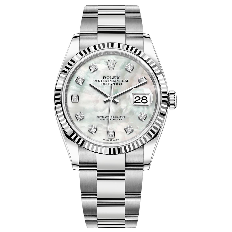 Rolex Datejust II MOP Diamond Fluted Dial Watch 126234 FCT