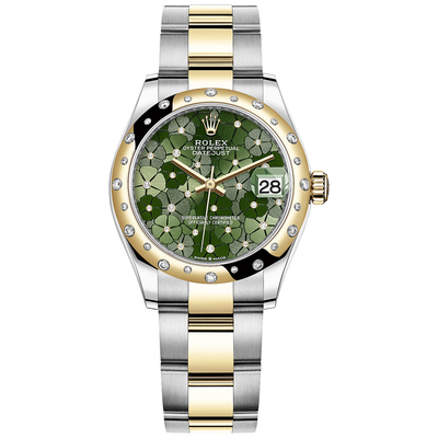 Rolex Datejust II Olive Green Floral Motif Dial Diamond-Set Bezel 31mm 278343RBR