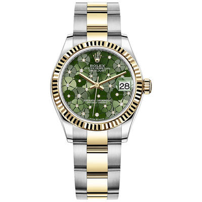 Rolex Datejust II Olive Green Floral Motif Fluted Dial 31mm 278273