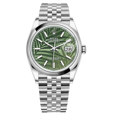 Rolex Datejust II Olive Green, Palm Motif Domed Dial 36mm 126200