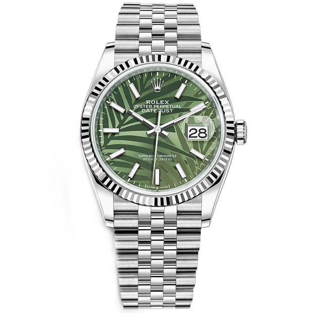 Rolex Datejust II Olive Green, Palm Motif Fluted Dial 36mm 126234