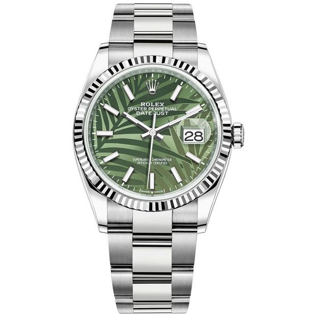 Rolex Datejust II Olive Green, Palm Motif Fluted Dial 36mm 126234
