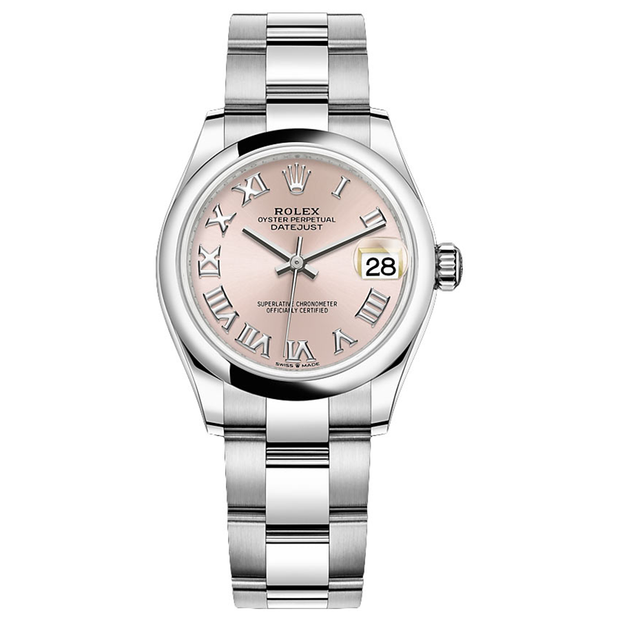 Rolex Datejust Pink Roman Numeral Dial Domed Bezel 31mm 278240