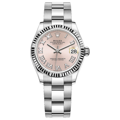 Rolex Datejust Pink Roman Numeral Dial Fluted Bezel 31mm 278274