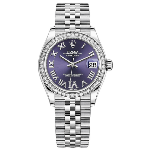 Rolex Datejust Purple Diamond Roman Numeral Dial Diamond Bezel 31mm 278384RBR