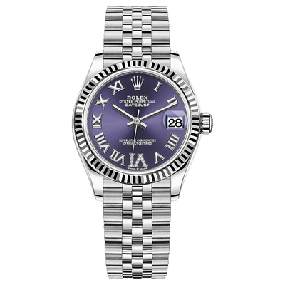 Rolex Datejust Purple Diamond Roman Numeral Dial Fluted Bezel 31mm 278274