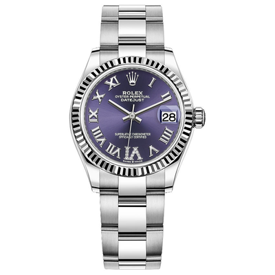 Rolex Datejust Purple Roman Numeral Dial Fluted Bezel 31mm 278274