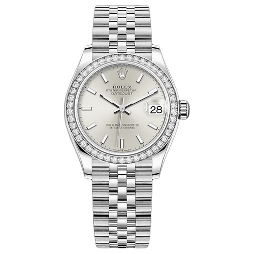 Rolex Datejust Silver Dial Diamond Bezel 31mm 278384RBR