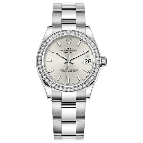 Rolex Datejust Silver Dial Diamond Bezel 31mm 278384RBR