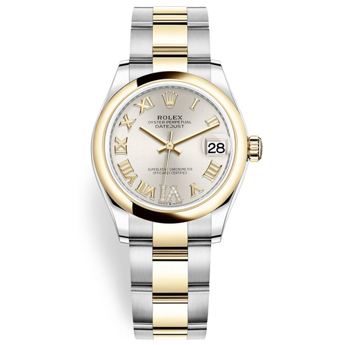 Rolex Datejust Silver Diamond Roman Numeral Dial Domed Bezel 31mm 278243