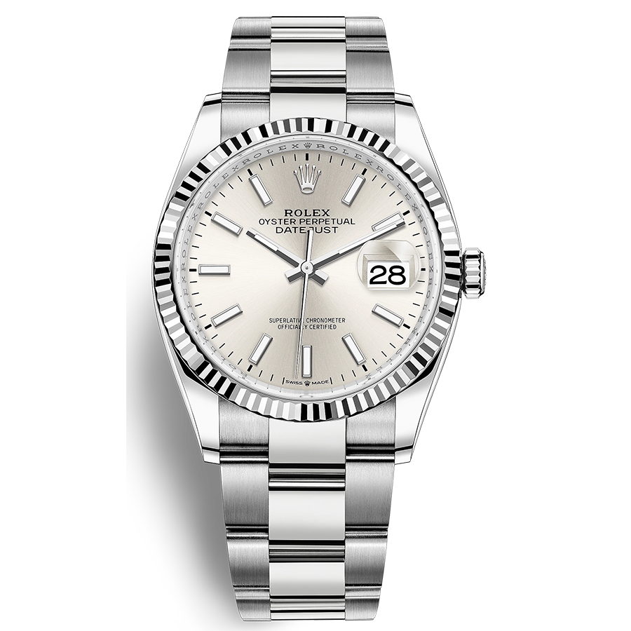 Shop Rolex Datejust II Silver Fluted Dial Watch | 126234 | FCT