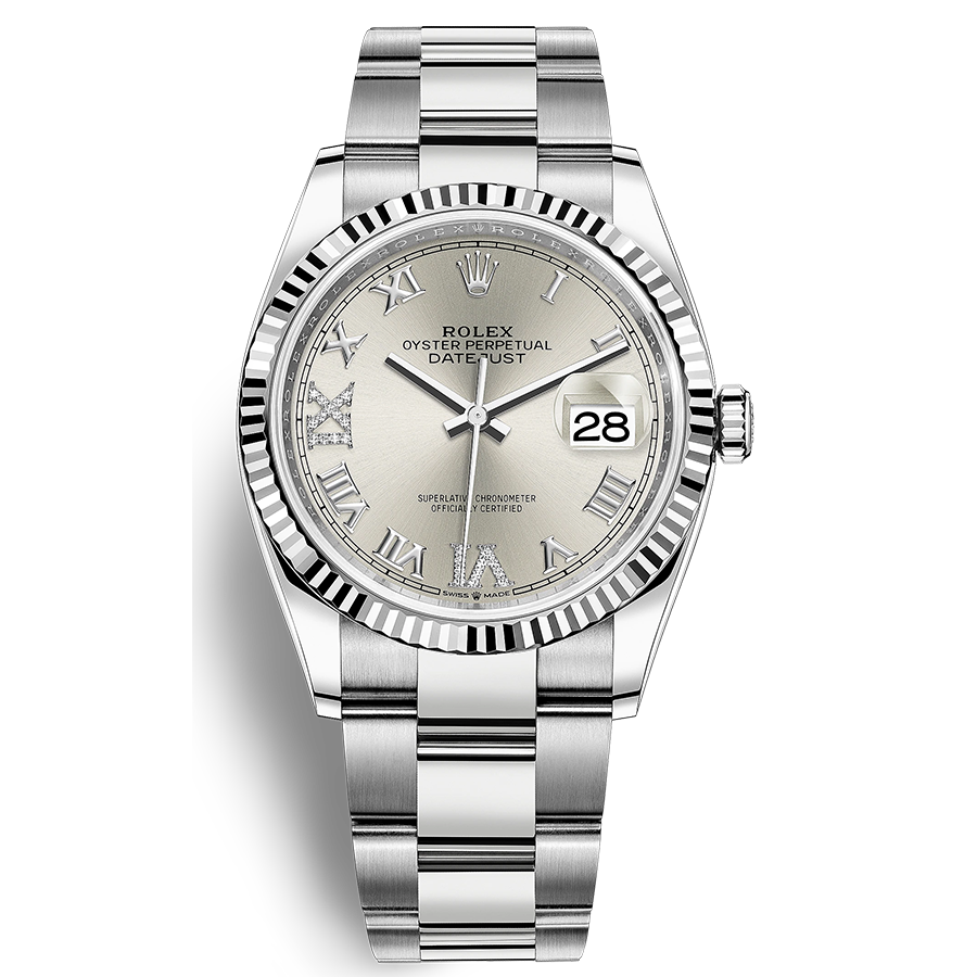 Buy Rolex Datejust II Silver Diamond Fluted Dial Watch | 126234