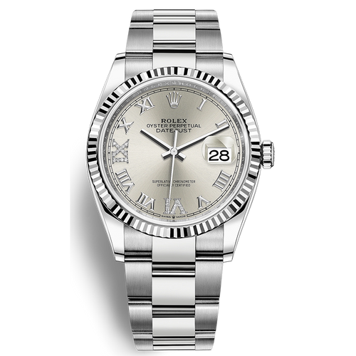 Rolex Datejust II Silver Diamond Fluted Dial 36mm 126234