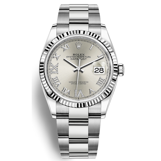 Rolex Datejust II Silver Diamond Fluted Dial 36mm 126234
