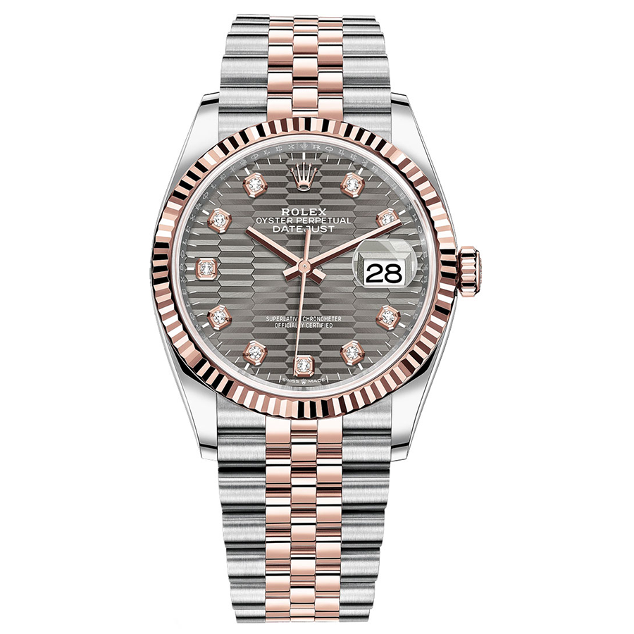 クラシック TheFlonzaleyQuartetplaysHaydnMozartBeeth Rolex Datejust Slate Fluted Motif Diamond Dial Fluted Bezel 36mm 12623
