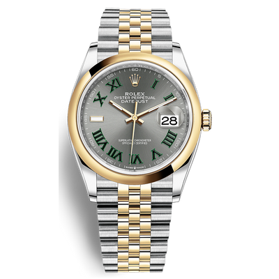 Rolex Datejust Slate Roman Numeral Dial Domed Bezel 36mm 126203