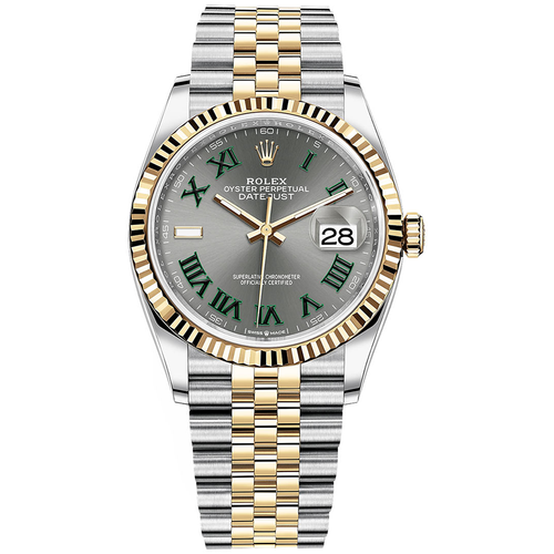Rolex Datejust Slate Roman Numeral Dial Fluted Bezel 36mm 126233