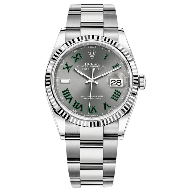 Rolex Datejust II Slate Roman Numeral Fluted Dial 36mm 126234