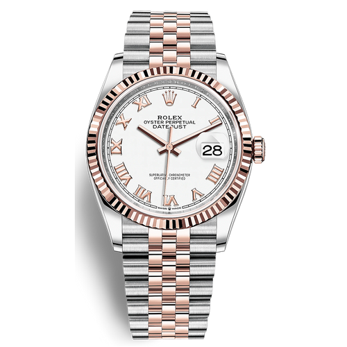 Rolex Datejust White Roman Numeral Dial Fluted Bezel 36mm 126231