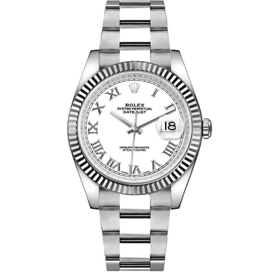 Rolex Datejust II White Roman Numeral Fluted Dial 41mm 126334