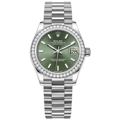 Rolex Datejust Mint Green Dial Diamond Bezel 31mm 278289RBR