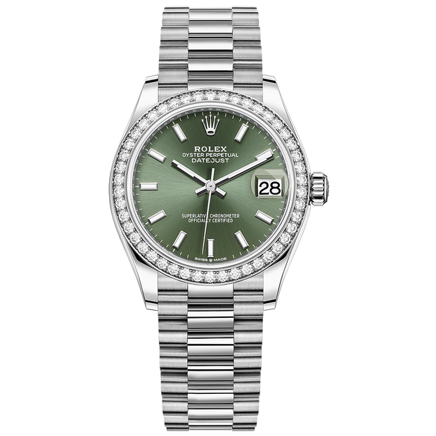 Rolex Datejust Mint Green Dial Diamond Bezel 31mm 278289RBR
