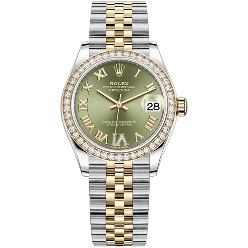 Rolex Datejust Olive Green Diamond Numeral Diamond Bezel 31mm 278383