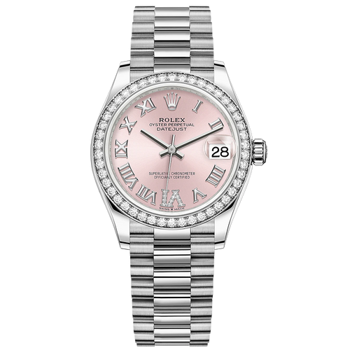 Rolex Datejust Pink Diamond Roman Numeral Dial Diamond Bezel 31mm 278289RBR
