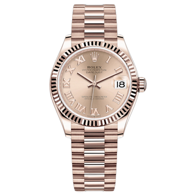 Rolex Datejust Rose Roman Numeral Dial Fluted Bezel 31mm 278275