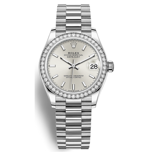 Rolex Datejust Silver Dial Diamond Bezel 31mm 278289RBR