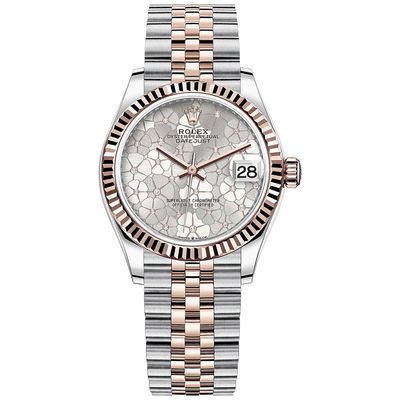 Rolex Datejust Silver Floral Motif Fluted Dial 31mm 278271
