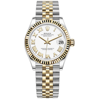 Rolex Datejust White Roman Numeral Dial Fluted Bezel 31mm 278273