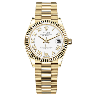 Rolex Datejust White Roman Numeral Dial Fluted Bezel 31mm 278278