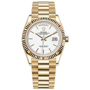 Rolex Day-Date 36mm Presidential 128238 Fluted Bezel White Dial