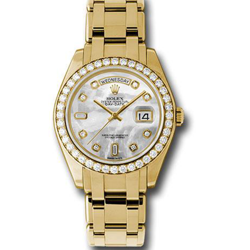 Rolex Day-Date Yellow Gold Mother Of Pearl Diamond Dial Diamond Bezel 39mm 18948MD