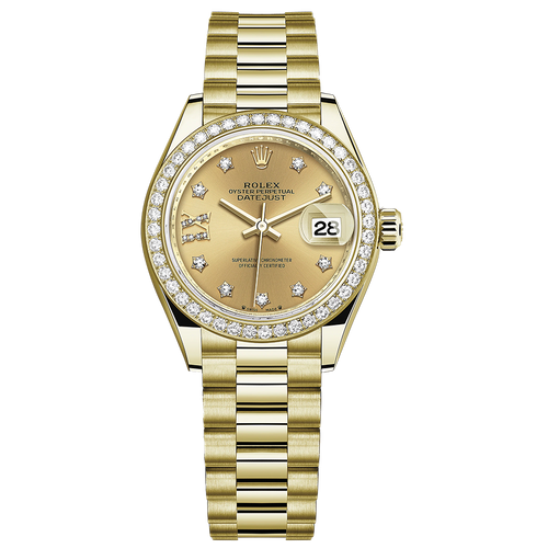 Rolex Lady-Datejust Champagne Diamond Star Dial Diamond Bezel 28mm 279138RBR