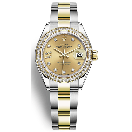 Rolex Lady-Datejust Champagne Diamond Star Dial Diamond Bezel 28mm 279383RBR