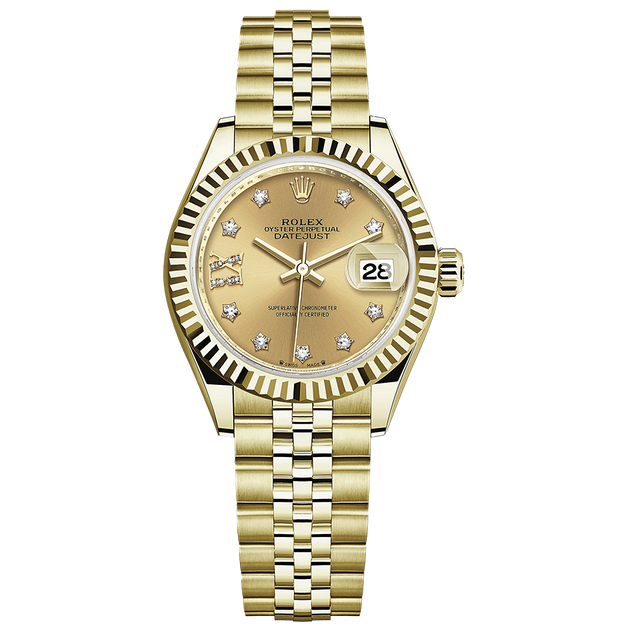 RolexLady-DatejustChampagneDiamondStarDialFlutedBezel28mm279178Jubilee ...