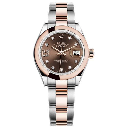 Rolex Lady-Datejust Chocolate Diamond Star Dial Domed Bezel 28mm 279161