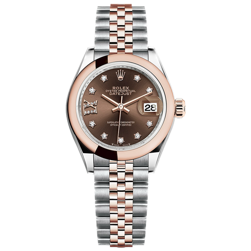 Rolex Lady-Datejust Chocolate Diamond Star Dial Domed Bezel 28mm 279161