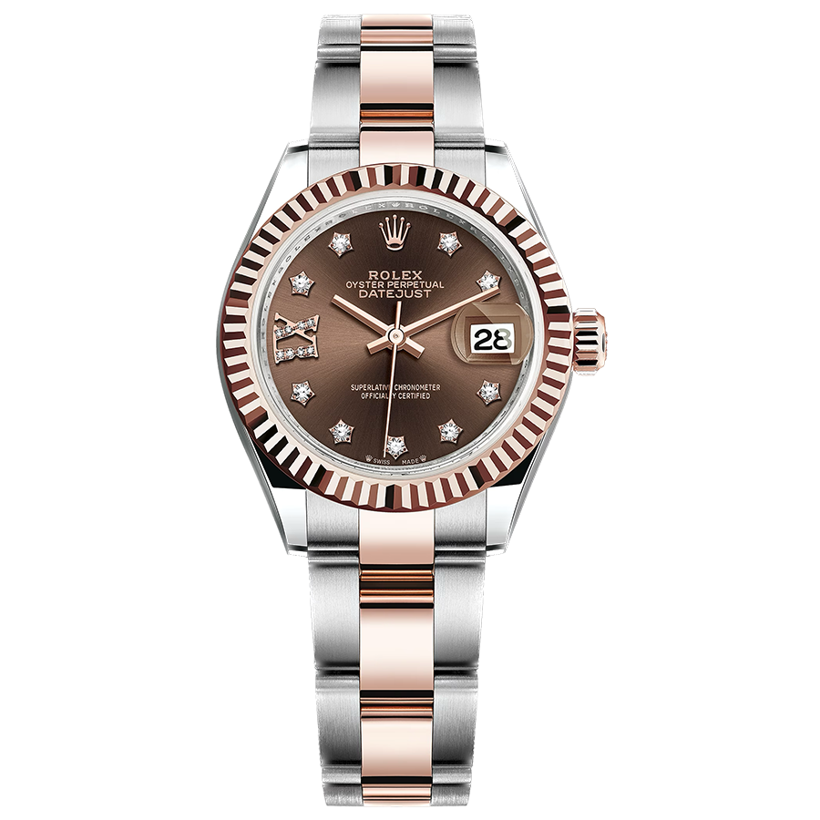 Rolex Lady-Datejust Chocolate Diamond Star Dial Fluted Bezel 28mm 2791