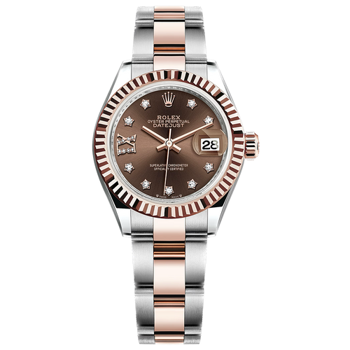 Rolex Lady-Datejust Chocolate Diamond Star Dial Fluted Bezel 28mm 279171