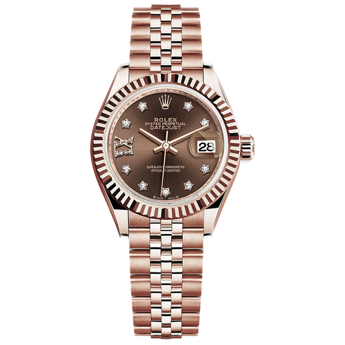Rolex Lady-Datejust Chocolate Diamond Star Dial Fluted Bezel 28mm 279175