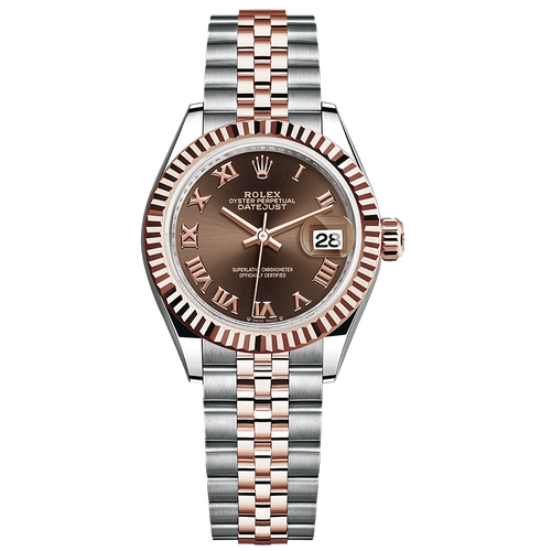 Rolex Lady-Datejust Chocolate Roman Numeral Dial Fluted Bezel 28mm 279171