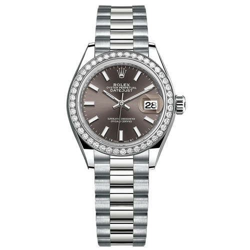 Rolex Lady-Datejust Dark Grey Dial Diamond Bezel 28mm 279139RBR