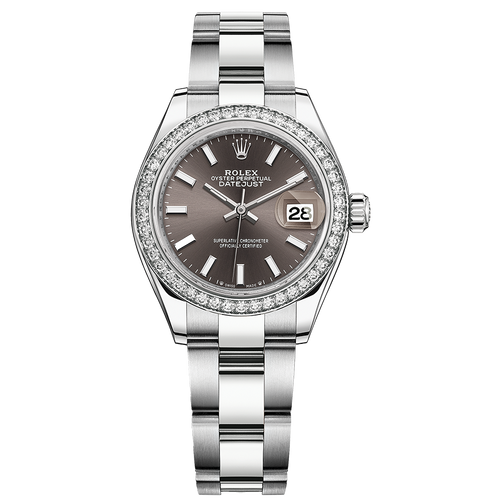 Rolex Lady-Datejust Dark Grey Dial Diamond Bezel 28mm 279384RBR