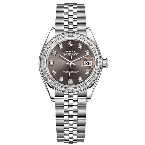 Rolex Lady-Datejust Dark Grey Diamond Dial Diamond Bezel 28mm 279384RBR