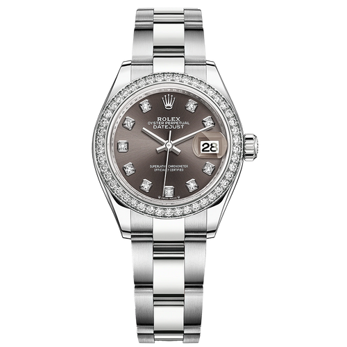 Rolex Lady-Datejust Dark Grey Diamond Dial Diamond Bezel 28mm 279384RBR