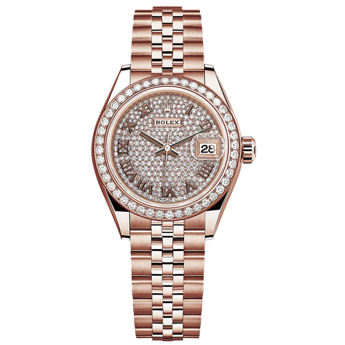Rolex Lady-Datejust Diamond-Paved Roman Numeral Dial Diamond Bezel 28mm 279135RBR