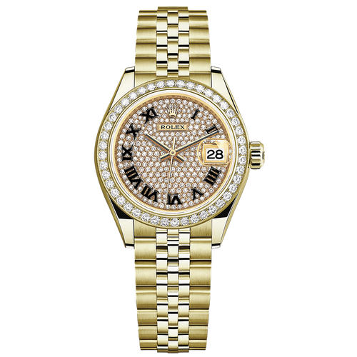 Rolex Lady-Datejust Diamond-Pavel Roman Numeral Dial Diamond Bezel 28mm 279138RBR